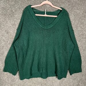 Free People Women's Brookeside Tunic Sweater V Neck Knit‎ Green Size S